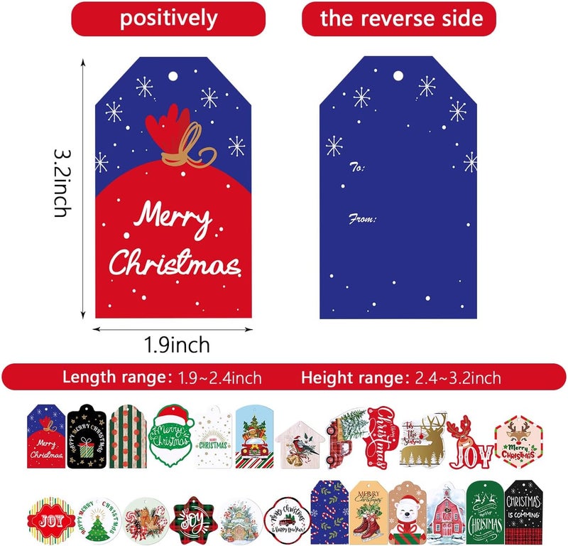 Nimbbex 72Pcs Christmas Gift Tags with String, Gift Tags for Christmas Presents, Christmas Tags for Gifts DIY Christmas Holiday Gift Wrapping and Candy Bag Packaging，24 Styles - Image 3